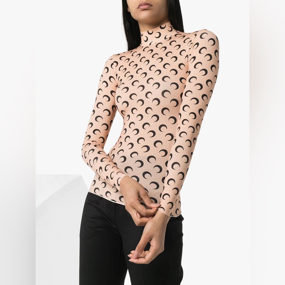 MARINE SERRE • Moon Print Turtleneck Second Skin Top